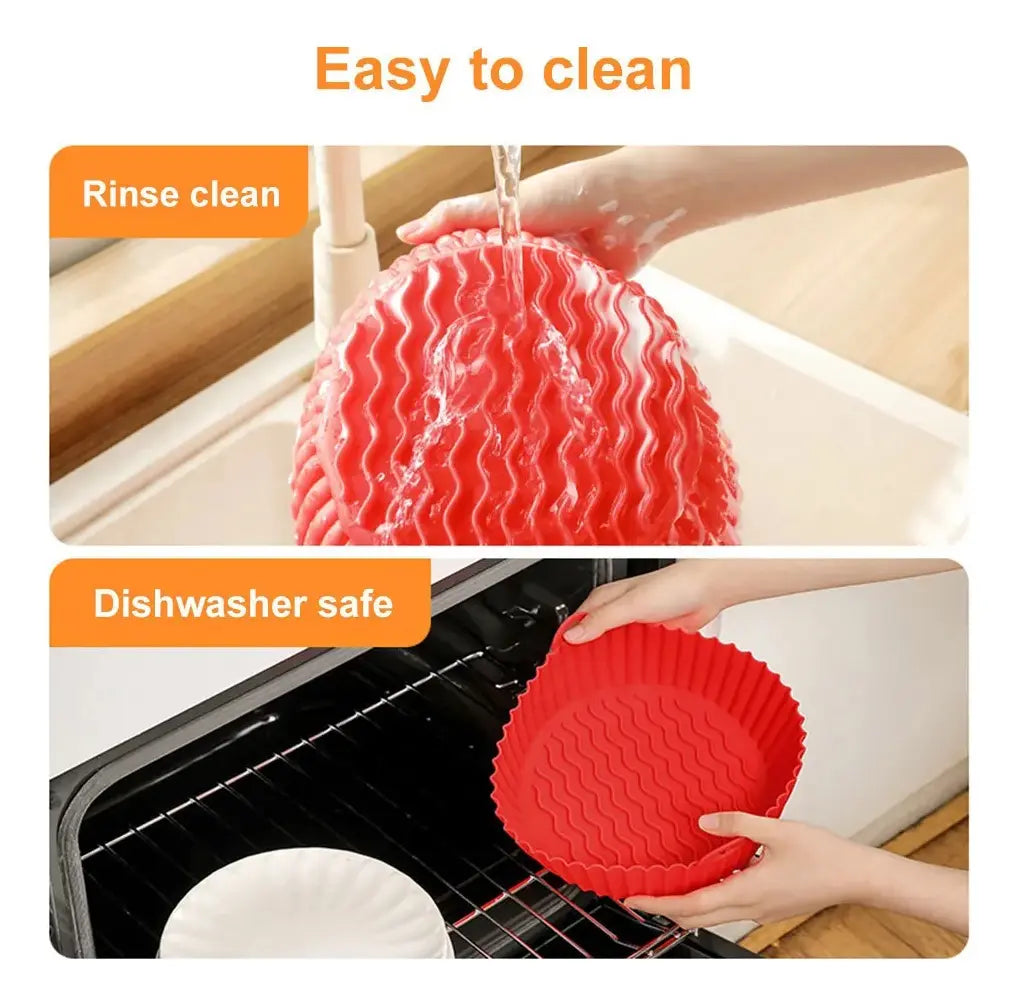 2 Forro Silicona Para Air Fryer Redondo Reutilizable