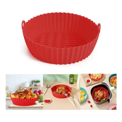 2 Forro Silicona Para Air Fryer Redondo Reutilizable